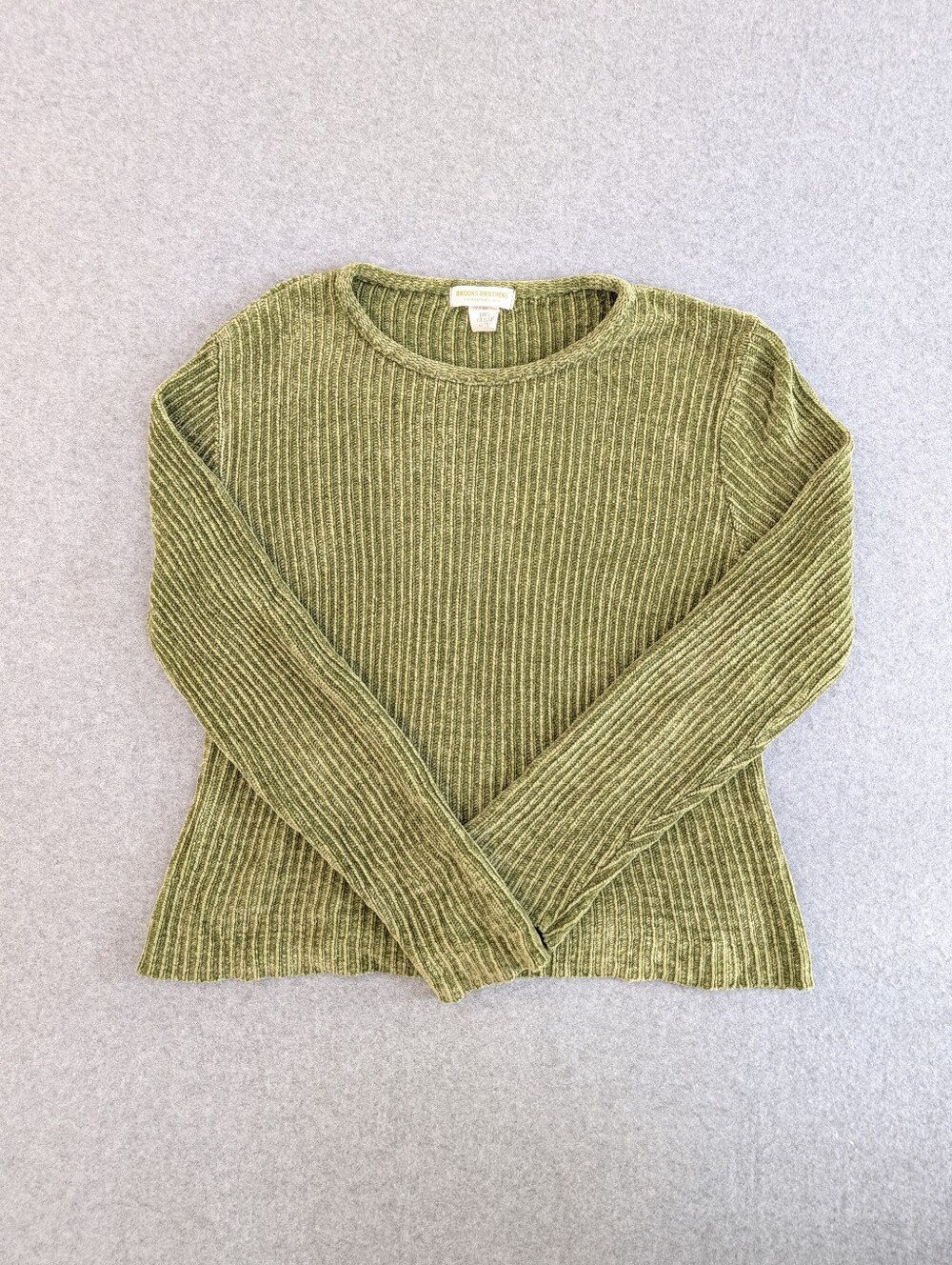Vintage 90s Y2k Rib Knit Roll Neck Chenille Sweater S Light Green Indie Fairy
